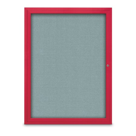 United Visual Products Slim Enclosed Corkboard, 18"x24", Gold Alum Frame/Apricot UVEB1824-GOLD-APRICOT